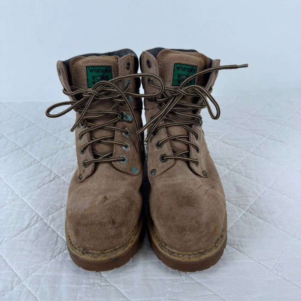 VTG! Wrangler‎ Work Mens Steel Toe Leather Boots Brown 7W ASTM F-2413 OSHA F05-5